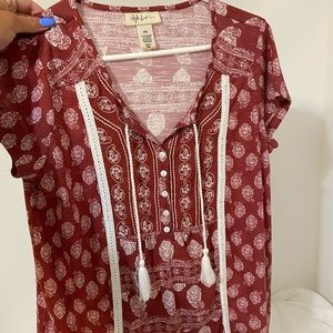 Red and white bohemian shirt